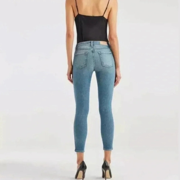 7 For All Mankind Luxe Vintage Skinny Jeans With Metallic Chevron Stripe Size 26 - Picture 2 of 12